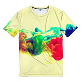 Мужская футболка 3D с принтом Яркие краски в Санкт-Петербурге, 100% полиэфир | прямой крой, круглый вырез горловины, длина до линии бедер | разноцветные