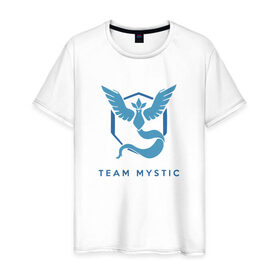 Мужская футболка хлопок с принтом Team mystic в Санкт-Петербурге, 100% хлопок | прямой крой, круглый вырез горловины, длина до линии бедер, слегка спущенное плечо. | 