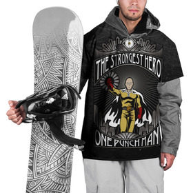 Накидка на куртку 3D с принтом One Punch Man в Санкт-Петербурге, 100% полиэстер |  | one punch man | saitama | ванпанчмен | сайтама