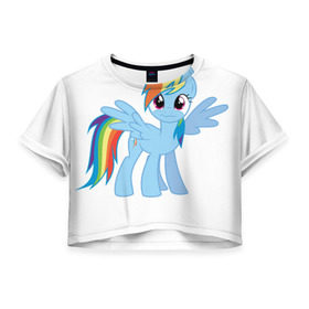 Женская футболка 3D укороченная с принтом My little pony 2 в Санкт-Петербурге, 100% полиэстер | круглая горловина, длина футболки до линии талии, рукава с отворотами | пони