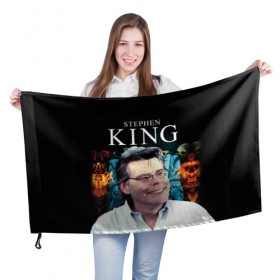 Флаг 3D с принтом Стивен Кинг - Король ужасов в Санкт-Петербурге, 100% полиэстер | плотность ткани — 95 г/м2, размер — 67 х 109 см. Принт наносится с одной стороны | король ужасов | писатель | триллер | ужасы