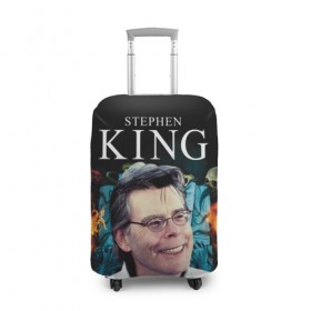 Чехол для чемодана 3D с принтом Стивен Кинг - Король ужасов в Санкт-Петербурге, 86% полиэфир, 14% спандекс | двустороннее нанесение принта, прорези для ручек и колес | король ужасов | писатель | триллер | ужасы