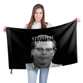 Флаг 3D с принтом Стивен Кинг - Король ужасов в Санкт-Петербурге, 100% полиэстер | плотность ткани — 95 г/м2, размер — 67 х 109 см. Принт наносится с одной стороны | король ужасов | писатель | триллер | ужасы
