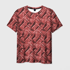 Мужская футболка 3D с принтом Текстура, тиснение в Санкт-Петербурге, 100% полиэфир | прямой крой, круглый вырез горловины, длина до линии бедер | краска | красный | металл | стиль | текстура | фото