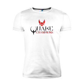 Мужская футболка премиум с принтом Quake is back! в Санкт-Петербурге, 92% хлопок, 8% лайкра | приталенный силуэт, круглый вырез ворота, длина до линии бедра, короткий рукав | q1 | q2 | q3 | quake | квейк | крылья | олд | череп