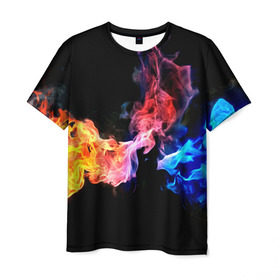 Мужская футболка 3D с принтом Битва огней в Санкт-Петербурге, 100% полиэфир | прямой крой, круглый вырез горловины, длина до линии бедер | красный | огонь | синий