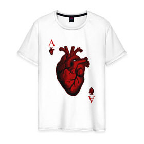 Мужская футболка хлопок с принтом Червовый Туз в Санкт-Петербурге, 100% хлопок | прямой крой, круглый вырез горловины, длина до линии бедер, слегка спущенное плечо. | карта | козырный | козырь | очко | сердце | туз | червовый туз
