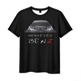 Мужская футболка 3D с принтом Мерседес Бенц в Санкт-Петербурге, 100% полиэфир | прямой крой, круглый вырез горловины, длина до линии бедер | mercedes benz | авто | автомобиль | машина | мерседес