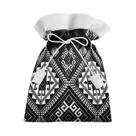 Подарочный 3D мешок с принтом Индейские мотивы в Санкт-Петербурге, 100% полиэстер | Размер: 29*39 см | Тематика изображения на принте: вышивка | орнамент | свитер | черно белый