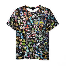 Мужская футболка 3D с принтом Покемоны в Санкт-Петербурге, 100% полиэфир | прямой крой, круглый вырез горловины, длина до линии бедер | ash ketchum | pokemon | пикачу | покебол | покемон | эш