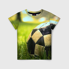 Детская футболка 3D с принтом Футбол в Санкт-Петербурге, 100% гипоаллергенный полиэфир | прямой крой, круглый вырез горловины, длина до линии бедер, чуть спущенное плечо, ткань немного тянется | стадион | футбольное поле | футбольный мяч