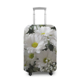 Чехол для чемодана 3D с принтом Белоснежное цветение в Санкт-Петербурге, 86% полиэфир, 14% спандекс | двустороннее нанесение принта, прорези для ручек и колес | ландыши | лепестки | прикольные картинки | ромашки | цветочки | цветы