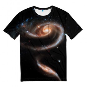 Мужская футболка 3D с принтом Галактическое движение в Санкт-Петербурге, 100% полиэфир | прямой крой, круглый вырез горловины, длина до линии бедер | 