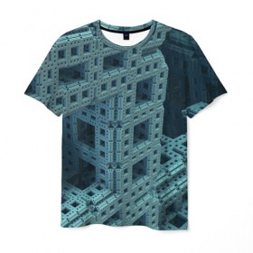 Мужская футболка 3D с принтом Фрактал в Санкт-Петербурге, 100% полиэфир | прямой крой, круглый вырез горловины, длина до линии бедер | 