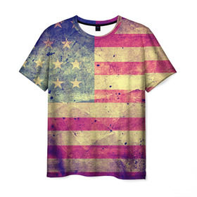 Мужская футболка 3D с принтом Америка в Санкт-Петербурге, 100% полиэфир | прямой крой, круглый вырез горловины, длина до линии бедер | Тематика изображения на принте: grunge | америка | сша | флаг