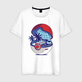 Мужская футболка хлопок с принтом Покеболл 1 в Санкт-Петербурге, 100% хлопок | прямой крой, круглый вырез горловины, длина до линии бедер, слегка спущенное плечо. | pokemon | pokemon go | покемон | покемон го