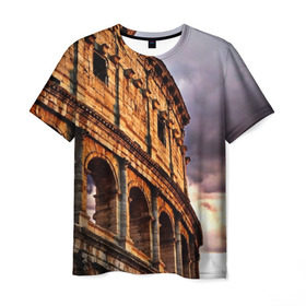 Мужская футболка 3D с принтом Колизей в Санкт-Петербурге, 100% полиэфир | прямой крой, круглый вырез горловины, длина до линии бедер | архитектура | италия | колизей | отпуск | путешествие | развалины | туризм | турист