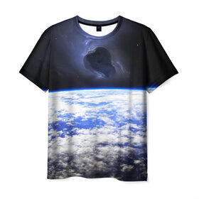 Мужская футболка 3D с принтом Метеорит в Санкт-Петербурге, 100% полиэфир | прямой крой, круглый вырез горловины, длина до линии бедер | звёзды | космическое пространство | космос | метеорит | планета | созвездие