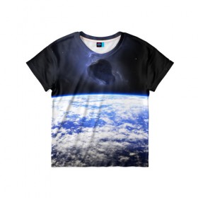 Детская футболка 3D с принтом Метеорит в Санкт-Петербурге, 100% гипоаллергенный полиэфир | прямой крой, круглый вырез горловины, длина до линии бедер, чуть спущенное плечо, ткань немного тянется | звёзды | космическое пространство | космос | метеорит | планета | созвездие