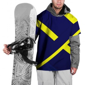 Накидка на куртку 3D с принтом Аirfoil в Санкт-Петербурге, 100% полиэстер |  | Тематика изображения на принте: геометрия | желтый | линии | темно синий