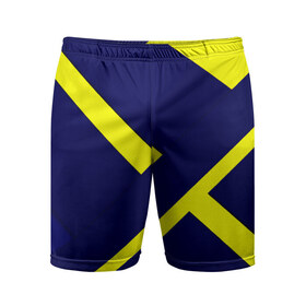 Мужские шорты 3D спортивные с принтом Аirfoil в Санкт-Петербурге,  |  | геометрия | желтый | линии | темно синий