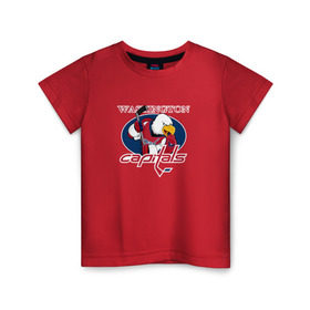 Детская футболка хлопок с принтом Washington Capitals Hockey в Санкт-Петербурге, 100% хлопок | круглый вырез горловины, полуприлегающий силуэт, длина до линии бедер | nhl | washington capitals | спорт | хоккей