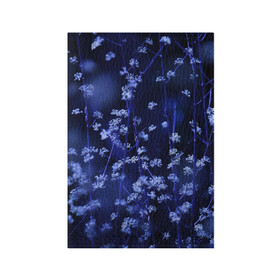 Обложка для паспорта матовая кожа с принтом Ночные цветы в Санкт-Петербурге, натуральная матовая кожа | размер 19,3 х 13,7 см; прозрачные пластиковые крепления | лепестки | ночь | прикольные картинки | синий | цветочки | цветы