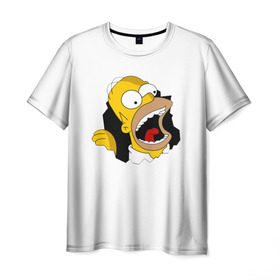Мужская футболка 3D с принтом Гомер симпсон в Санкт-Петербурге, 100% полиэфир | прямой крой, круглый вырез горловины, длина до линии бедер | simpsons | гомер | симпсон | симпсоны