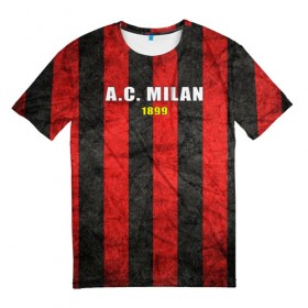 Мужская футболка 3D с принтом A.C. Milan в Санкт-Петербурге, 100% полиэфир | прямой крой, круглый вырез горловины, длина до линии бедер | болельщик | италия | клуб | милан | фанат | футбол | футболист