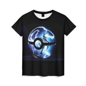 Женская футболка 3D с принтом Покеболл в Санкт-Петербурге, 100% полиэфир ( синтетическое хлопкоподобное полотно) | прямой крой, круглый вырез горловины, длина до линии бедер | pokemon go