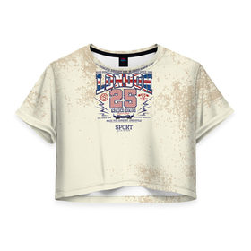 Женская футболка 3D укороченная с принтом Team t-shirt 21 в Санкт-Петербурге, 100% полиэстер | круглая горловина, длина футболки до линии талии, рукава с отворотами | 