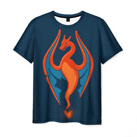 Мужская футболка 3D с принтом Fire в Санкт-Петербурге, 100% полиэфир | прямой крой, круглый вырез горловины, длина до линии бедер | bulbasaur | pikachu | pokemon | squirtle | бальбазар | пикачу | покемон | сквиртл