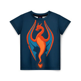 Детская футболка 3D с принтом Fire в Санкт-Петербурге, 100% гипоаллергенный полиэфир | прямой крой, круглый вырез горловины, длина до линии бедер, чуть спущенное плечо, ткань немного тянется | bulbasaur | pikachu | pokemon | squirtle | бальбазар | пикачу | покемон | сквиртл