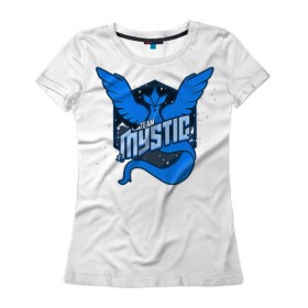 Женская футболка 3D с принтом Team Mystic в Санкт-Петербурге, 100% полиэфир ( синтетическое хлопкоподобное полотно) | прямой крой, круглый вырез горловины, длина до линии бедер | 