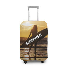 Чехол для чемодана 3D с принтом Surfing в Санкт-Петербурге, 86% полиэфир, 14% спандекс | двустороннее нанесение принта, прорези для ручек и колес | волна | девушка | море | прикольные картинки | сёрфинг | солнце | спорт | экстрим