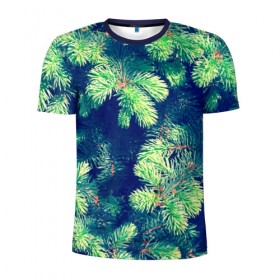Мужская футболка 3D спортивная с принтом Ёлочка в Санкт-Петербурге, 100% полиэстер с улучшенными характеристиками | приталенный силуэт, круглая горловина, широкие плечи, сужается к линии бедра | елка | ель | зеленый | пихтовые | природа | свежесть | хвоя