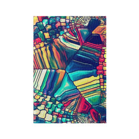 Обложка для паспорта матовая кожа с принтом Block mosaic в Санкт-Петербурге, натуральная матовая кожа | размер 19,3 х 13,7 см; прозрачные пластиковые крепления | мозаика | новый | разноцветный
