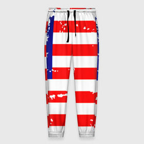 Мужские брюки 3D с принтом Америка в Санкт-Петербурге, 100% полиэстер | манжеты по низу, эластичный пояс регулируется шнурком, по бокам два кармана без застежек, внутренняя часть кармана из мелкой сетки | grunge | америка | сша | флаг
