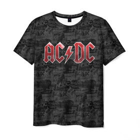 Мужская футболка 3D с принтом AC/DC в Санкт-Петербурге, 100% полиэфир | прямой крой, круглый вырез горловины, длина до линии бедер | ac dc | acdc | rock | ангус янг | рок