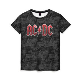 Женская футболка 3D с принтом AC/DC в Санкт-Петербурге, 100% полиэфир ( синтетическое хлопкоподобное полотно) | прямой крой, круглый вырез горловины, длина до линии бедер | ac dc | acdc | rock | ангус янг | рок