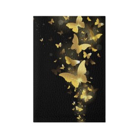 Обложка для паспорта матовая кожа с принтом Золотые бабочки в Санкт-Петербурге, натуральная матовая кожа | размер 19,3 х 13,7 см; прозрачные пластиковые крепления | бабочки | девушкам | злато | золото