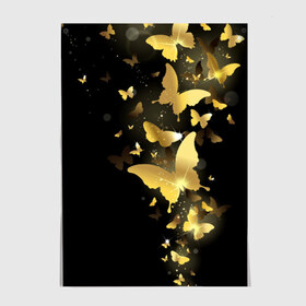 Постер с принтом Золотые бабочки в Санкт-Петербурге, 100% бумага
 | бумага, плотность 150 мг. Матовая, но за счет высокого коэффициента гладкости имеет небольшой блеск и дает на свету блики, но в отличии от глянцевой бумаги не покрыта лаком | бабочки | девушкам | злато | золото
