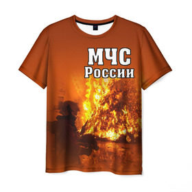 Мужская футболка 3D с принтом МЧС России в Санкт-Петербурге, 100% полиэфир | прямой крой, круглый вырез горловины, длина до линии бедер | мчс | пожарный | россии