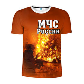 Мужская футболка 3D спортивная с принтом МЧС России в Санкт-Петербурге, 100% полиэстер с улучшенными характеристиками | приталенный силуэт, круглая горловина, широкие плечи, сужается к линии бедра | мчс | пожарный | россии