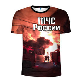 Мужская футболка 3D спортивная с принтом МЧС в Санкт-Петербурге, 100% полиэстер с улучшенными характеристиками | приталенный силуэт, круглая горловина, широкие плечи, сужается к линии бедра | мчс | пожарный | россии