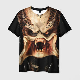 Мужская футболка 3D с принтом Хищник в Санкт-Петербурге, 100% полиэфир | прямой крой, круглый вырез горловины, длина до линии бедер | Тематика изображения на принте: predator | зубы | инопланетянин