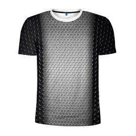 Мужская футболка 3D спортивная с принтом Кольчужка в Санкт-Петербурге, 100% полиэстер с улучшенными характеристиками | приталенный силуэт, круглая горловина, широкие плечи, сужается к линии бедра | Тематика изображения на принте: кольчуга | металл | сетка