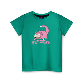 Детская футболка хлопок с принтом Slowpoke в Санкт-Петербурге, 100% хлопок | круглый вырез горловины, полуприлегающий силуэт, длина до линии бедер | pikachu | pokemon | slowpoke | пикачу | покемон | покемоны | слоупок