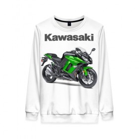 Женский свитшот 3D с принтом Kawasaky Ninja 1000 в Санкт-Петербурге, 100% полиэстер с мягким внутренним слоем | круглый вырез горловины, мягкая резинка на манжетах и поясе, свободная посадка по фигуре | kawasaky