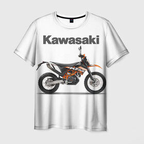 Мужская футболка 3D с принтом Kawasaky Enduro в Санкт-Петербурге, 100% полиэфир | прямой крой, круглый вырез горловины, длина до линии бедер | kawasaky